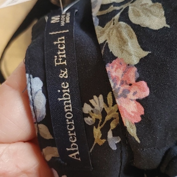 Abercrombie & Fitch Navy Blue Floral Sz M Button Front Dress - Picture 4 of 11